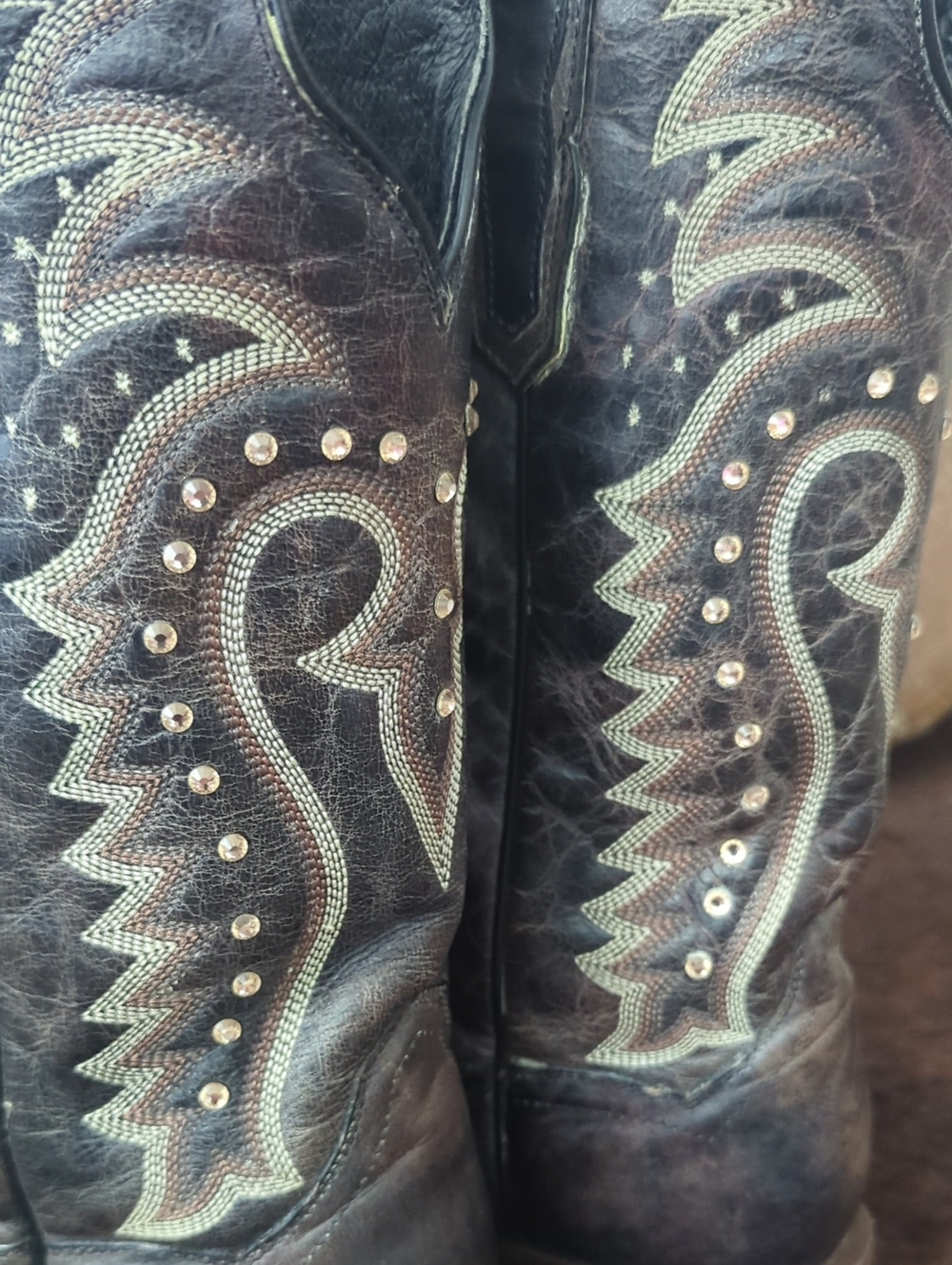 DAN POST DP3770 Espresso Brown leather cowgirl western boots square toe sz 9 EUC - Picture 13 of 16